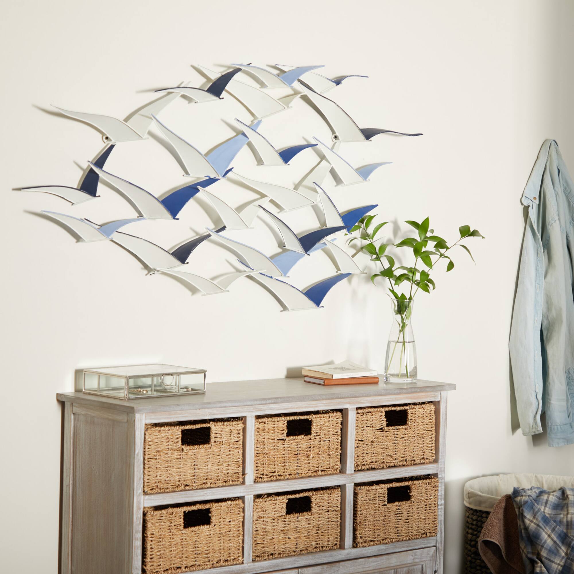 Blue Metal Coastal Wall Decor, 25" x 48" x 3"